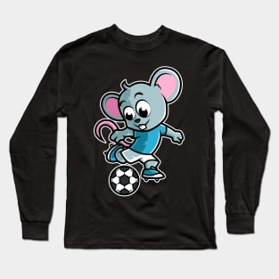 Mouse Football Game Day Funny Team Sports Rat Soccer print Long Sleeve T-Shirt